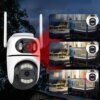 Уличная WiFi камера на 2 объектива, 8Mp (от Type-C) Q2 / Поворотная камера видеонаблюдения / WiFi камера наблюдения