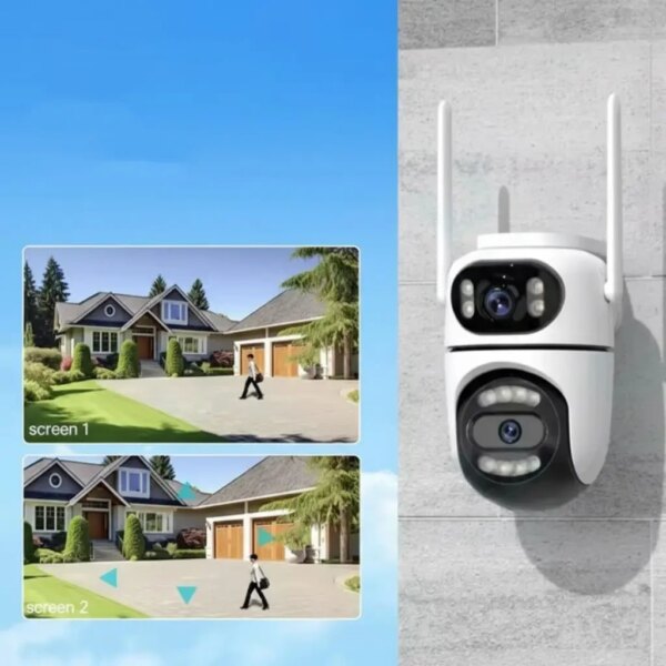 Уличная WiFi камера на 2 объектива, 8Mp (от Type-C) Q2 / Поворотная камера видеонаблюдения / WiFi камера наблюдения