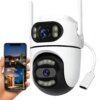 Уличная WiFi камера на 2 объектива, 8Mp (от Type-C) Q2 / Поворотная камера видеонаблюдения / WiFi камера наблюдения