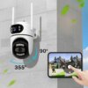 Уличная WiFi камера на 2 объектива, 8Mp (от Type-C) Q2 / Поворотная камера видеонаблюдения / WiFi камера наблюдения