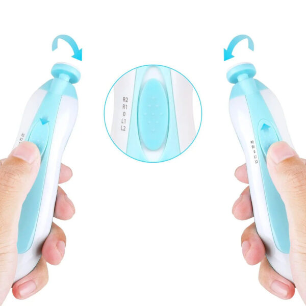 Детский триммер для ногтей + 6 насадок NAIL TRIMMER XL-667, Голубой / Аккумуляторная