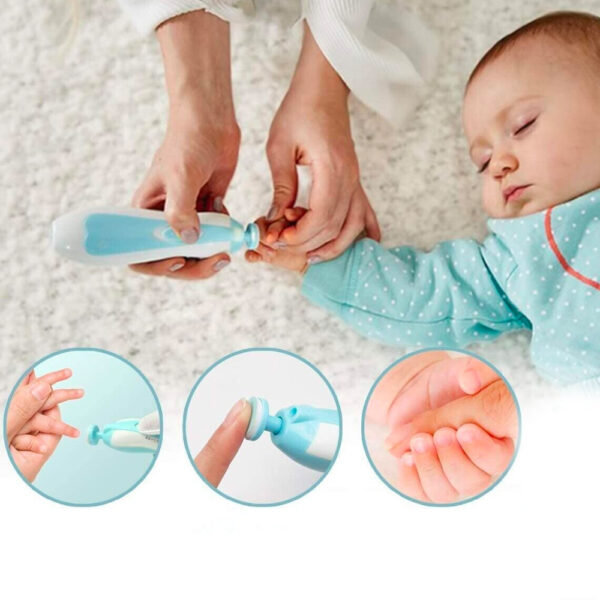 Детский триммер для ногтей + 6 насадок NAIL TRIMMER XL-667, Голубой / Аккумуляторная