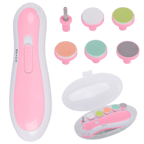 Электрическая пилочка для ногтей NAIL TRIMMER XL-667 розовая с 6 насадками и кейсом