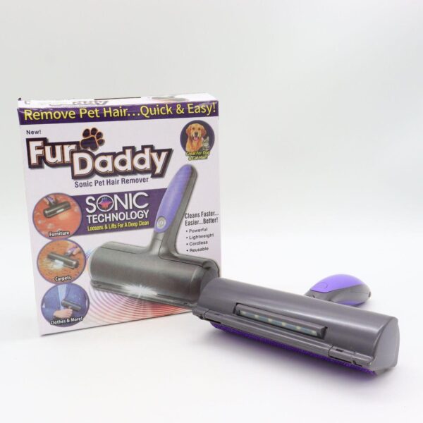 Электрическая щетка для удаления шерсти животных Fur Daddy, Черный / Щетка для сбора шерсти на батарейках