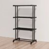 Этажерка металлическая RIAS Clothes Drying Rack 8041 на колесах, 4 яруса, 155×80×40 см, черная