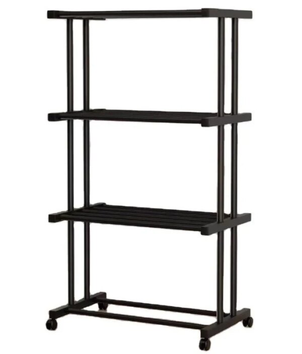 Этажерка металлическая RIAS Clothes Drying Rack 8041 на колесах, 4 яруса, 155×80×40 см, черная