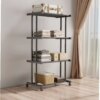 Этажерка металлическая RIAS Clothes Drying Rack 8041 на колесах, 4 яруса, 155×80×40 см, черная