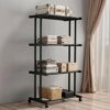 Этажерка металлическая RIAS Clothes Drying Rack 8041 на колесах, 4 яруса, 155×80×40 см, черная