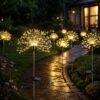 Садовый светильник на солнечной батарее Одуванчик, 120 LED, Желтый / Уличный фонарь газонный / Декоративный светильник для сада