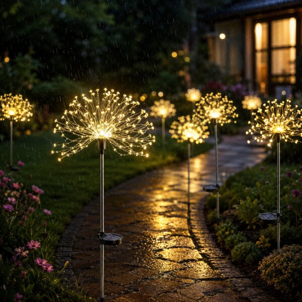 Садовый светильник на солнечной батарее Одуванчик, 120 LED, Желтый / Уличный фонарь газонный / Декоративный светильник для сада