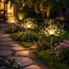 Садовый светильник на солнечной батарее Одуванчик, 120 LED, Желтый / Уличный фонарь газонный / Декоративный светильник для сада