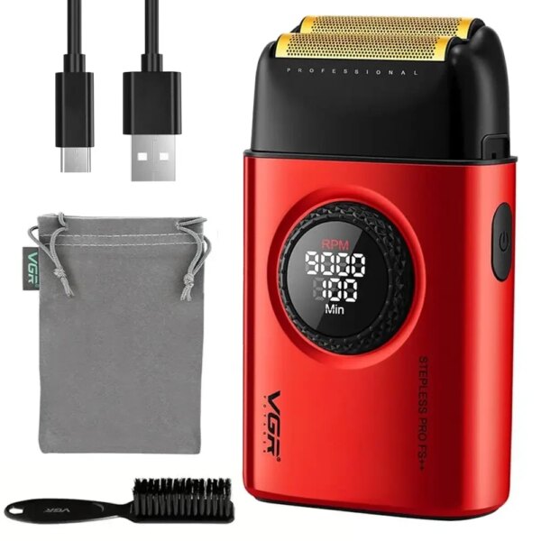 Электробритва шейвер с двойным лезвием, от USB, VGR V-377, Красная / Мужская электробритва аккумуляторная