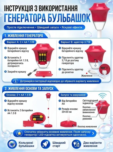 Автоматическая машина для мыльных пузырей с LED подсветкой и музыкой 26X-264