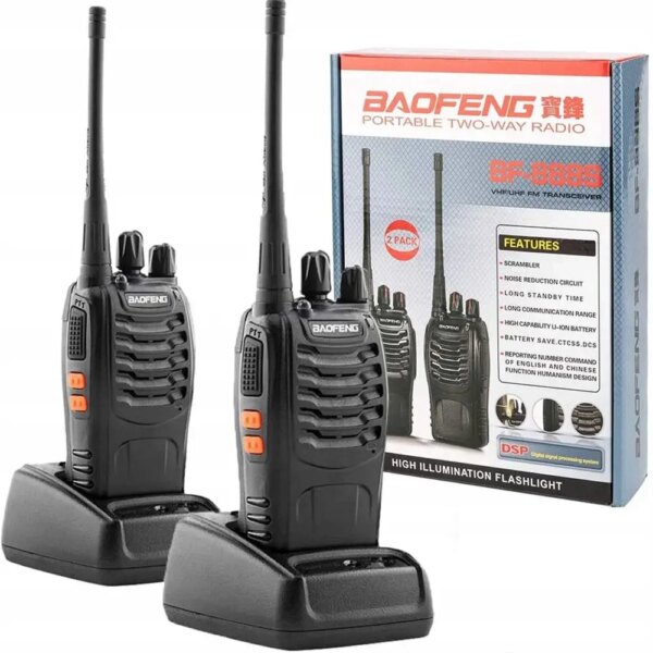 Комплект из двух раций Baofeng BF-888S на 16 каналов до 5 км, радиостанция на 2 двухдиапазонных рации на 1500 мАч со встроенным FM