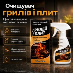 Спрей-очиститель Jaysuing Griddle Grill Cleaner 120 мл для удаления жира, нагара и копоти с гриля, плиты и кухонных поверхностей