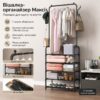 Напольная вешалка для одежды 178х60х26см, Clothes Rack Up, Черный / Стойка-вешалка в прихожую / Стойка для одежды