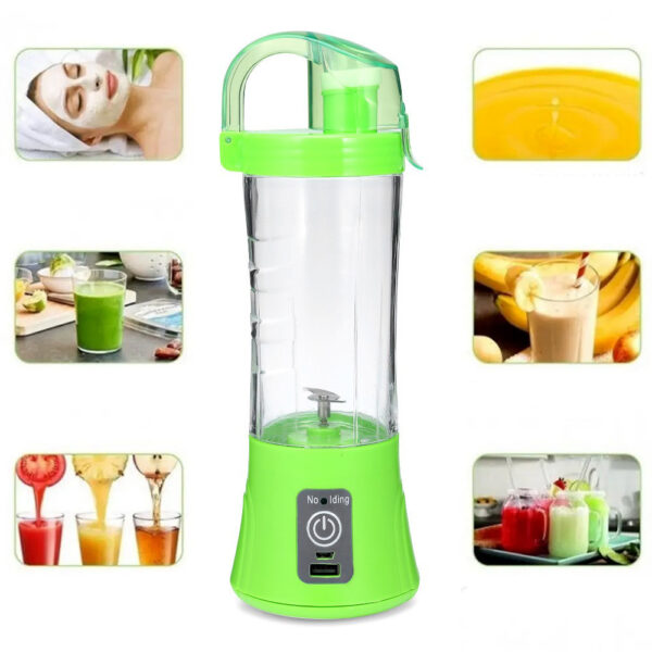Аккумуляторный мини-блендер на 400мл Juicer NG-01, 2000мАч, USB, Зеленый / Блендер-шейкер с PowerBank