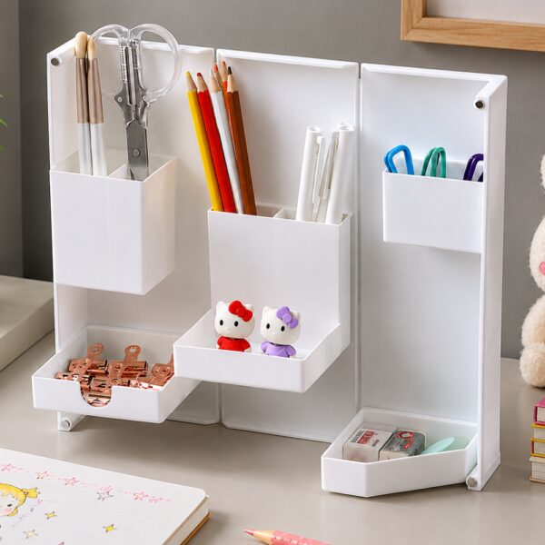 Настольный органайзер для канцелярии, 28х24.5см, Белый / Подставка для ручек и карандашей / Органайзер для косметики