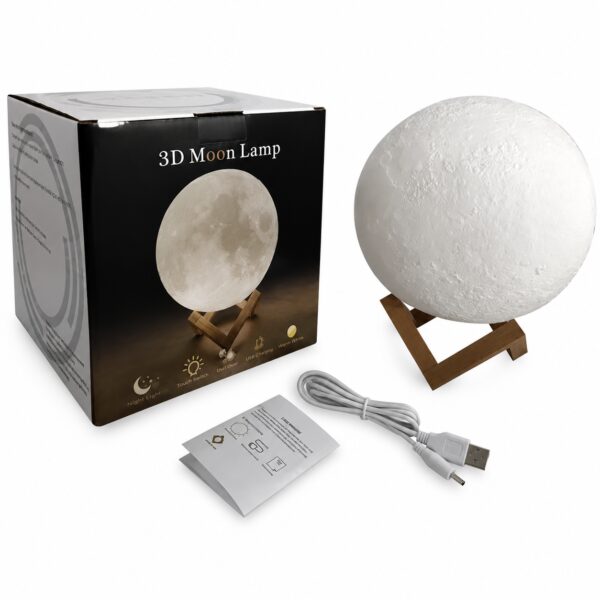 УЦЕНКА! Светильник-ночник 3D слой Луна Moon Lamp на деревянной подставке 15 см (Плохая упаковка 3611)