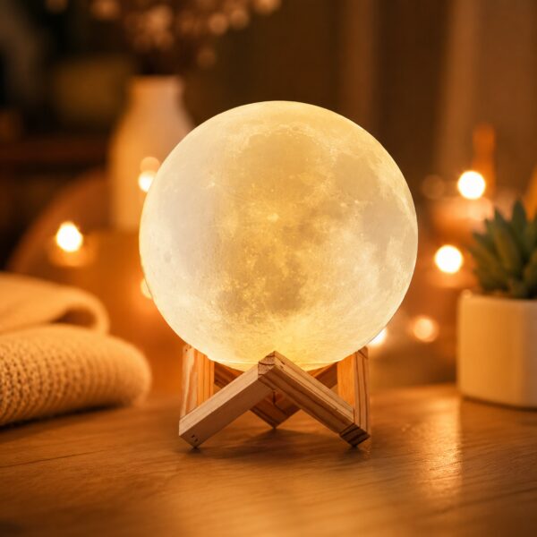 УЦЕНКА! Светильник-ночник 3D слой Луна Moon Lamp на деревянной подставке 15 см (Плохая упаковка 3611)