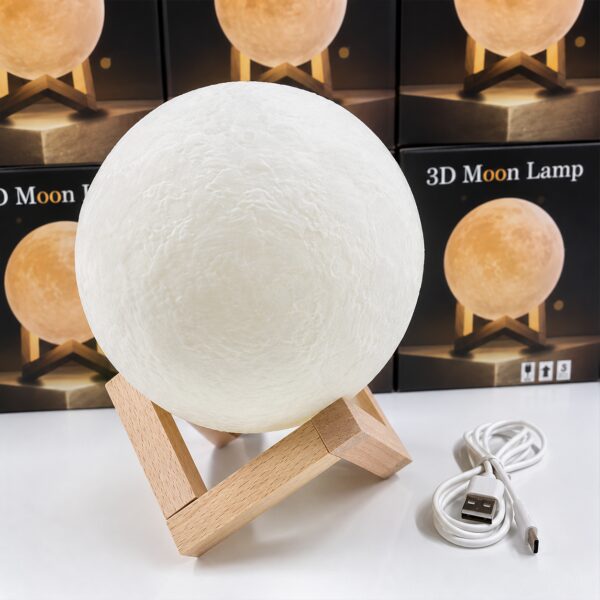 УЦЕНКА! Светильник-ночник 3D слой Луна Moon Lamp на деревянной подставке 15 см (Плохая упаковка 3611)