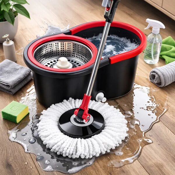 Комплект швабра с турбо отжимом и ведром Spin Mop 360 10 л набор для уборки и мытья пола