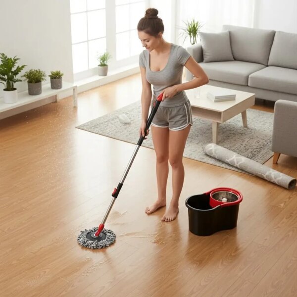 Комплект швабра с турбо отжимом и ведром Spin Mop 360 10 л набор для уборки и мытья пола
