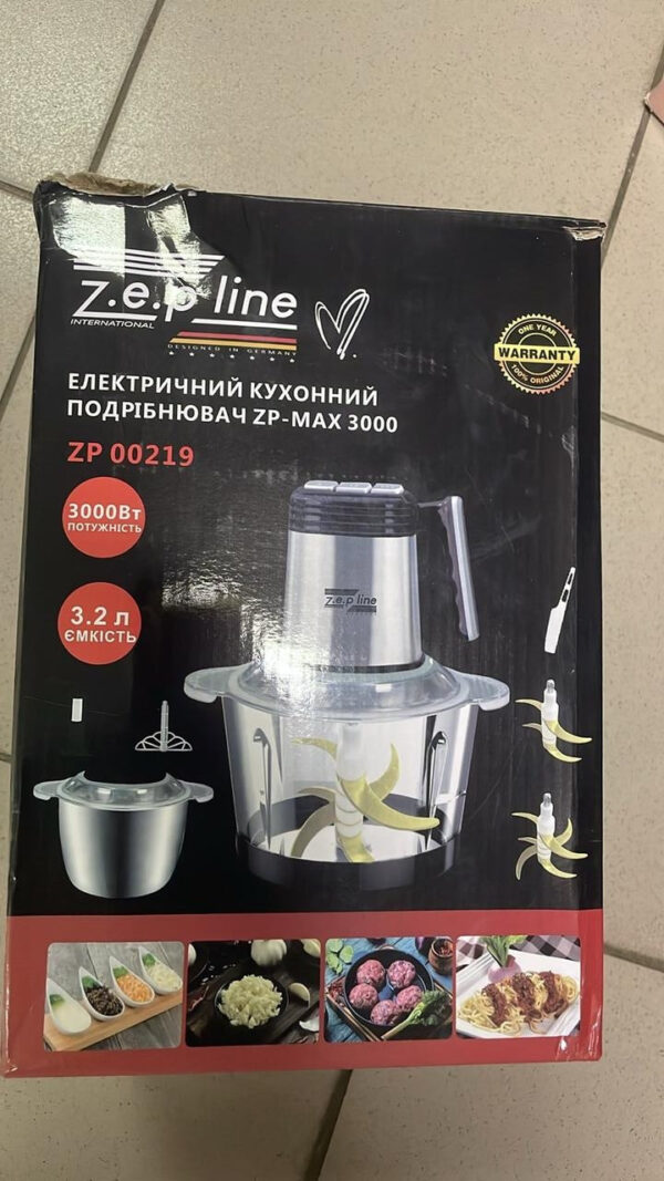 УЦЕНКА! Кухонный измельчитель Zepline ZP-00219 6-в-1, 3000 Вт, 2 чаши по 3,2 л, 3 скорости (Нет стеклянной колбы 3624)