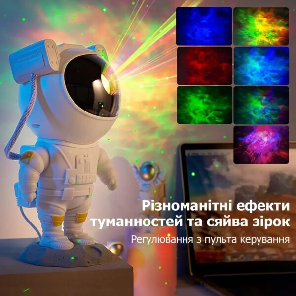 УЦЕНКА! Ночник проектор звездного неба БОЛЬШОЙ Космонавт – лазерный светильник проектор астронавт с пультом (Плохая упаковка 3636)