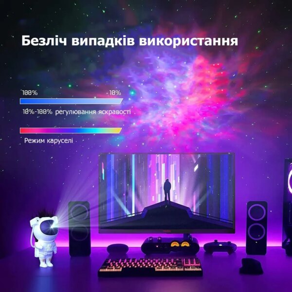 УЦЕНКА! Ночник проектор звездного неба БОЛЬШОЙ Космонавт – лазерный светильник проектор астронавт с пультом (Плохая упаковка 3636)