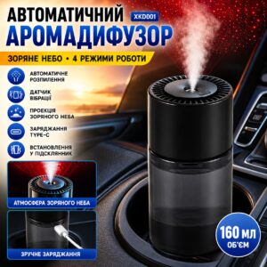 Автоматический ароматизатор аромадиффузор многоразовый в машину с проекцией звездного неба XKD001 Hilton, 160 мл