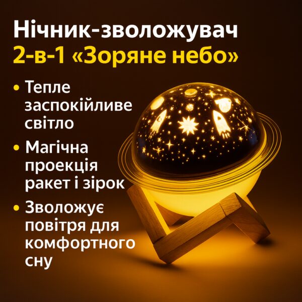 УЦЕНКА! Увлажнитель воздуха проектор Звездное небо/ сатурн / Настольный светильник ночник Проекционный (Трещина на корпусе 3642)