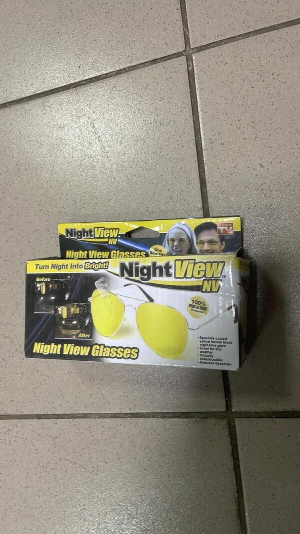 УЦЕНКА! Антибликовые очки для водителей Night View Glasses с желтыми линзами для ночного вождения (Плохая упаковка 3647)