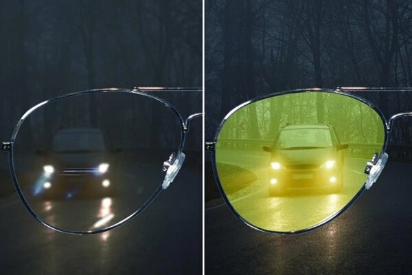 УЦЕНКА! Антибликовые очки для водителей Night View Glasses с желтыми линзами для ночного вождения (Плохая упаковка 3647)