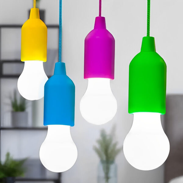 УЦЕНКА! Подвесная светодиодная LED лампа-фонарь на шнурке 110 см, питание от 3 батареек AAA, холодный белый (Нет упаковки 3652)