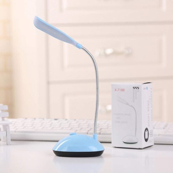 УЦЕНКА! Настольная мини LED-лампа OZS 20 см, 3 Вт, 4 светодиода, гибкая на батарейках 3×AAA, голубая (Нет упаковки 3653)