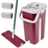 Швабра с ведром 11л с автоматическим отжимом + 2 насадки, Cleaning Mop, Бордовая Комплект для уборки швабра