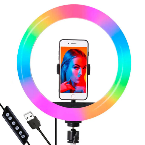 УЦЕНКА! Кольцевая RGB лампа 26 см от USB, MJ260 Soft Ring Light / Светодиодная лампа для фото (Нет держателя для телефона 3665)