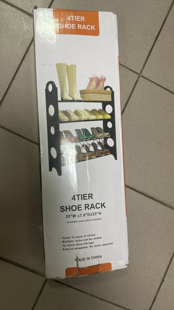 УЦЕНКА! Полка для обуви Stackable Shoe Rack на 4 полки, Белый / Вместительный органайзер для обуви (Плохая упаковка 3664)