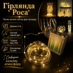 УЦЕНКА! Гирлянда на батарейках 3 м (RD-300) (тёплый, rgb) (Нет упаковки 3667)
