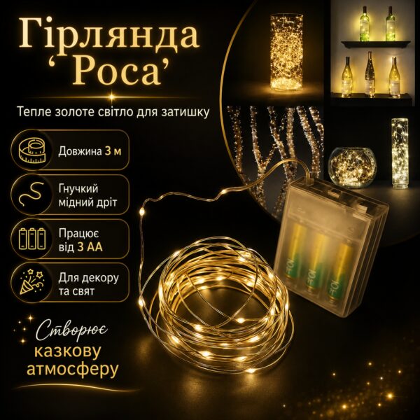 УЦЕНКА! Гирлянда на батарейках 3 м (RD-300) (тёплый, rgb) (Нет упаковки 3667)