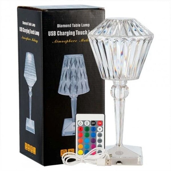 УЦЕНКА! Настольная декоративная лампа DSL Crystal Lamp с RGB LED-подсветкой на 16 цветов, сенсорным (Плохая упаковка 3686)