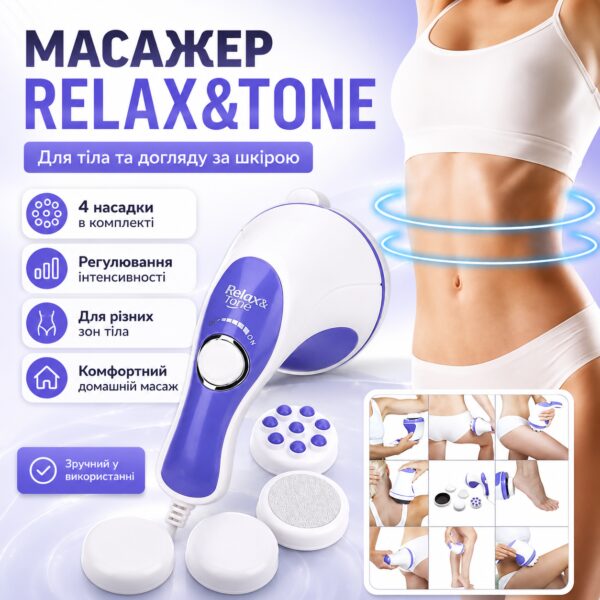 УЦЕНКА! Антицеллюлитный массажер для тела 4в1 Relax&Tone, Фиолетовый / Вибромассажер для спины и шеи (Плохая упаковка 3687)