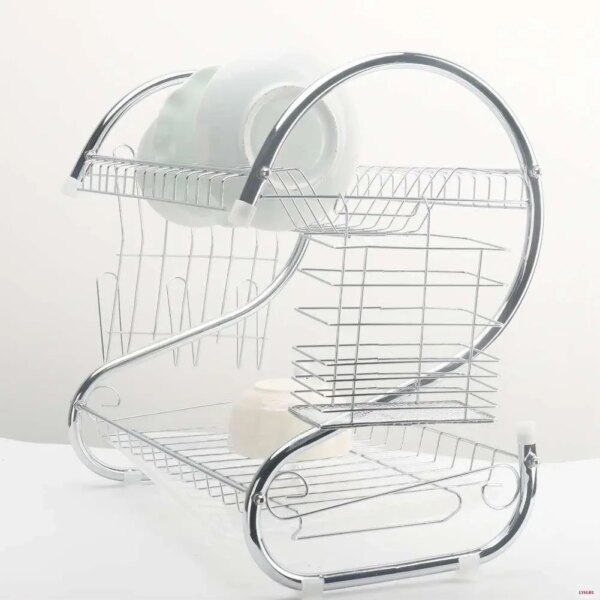 УЦЕНКА! Стойка для хранения посуды 360х115х240мм, Kitchen Storage Rack, Белый / Сушка для посуды с поддоном (Плохая упаковка 3688)