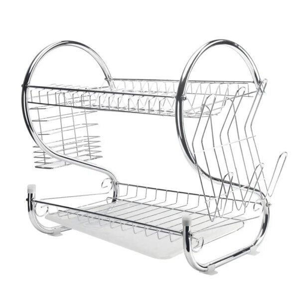 УЦЕНКА! Стойка для хранения посуды 360х115х240мм, Kitchen Storage Rack, Белый / Сушка для посуды с поддоном (Плохая упаковка 3688)