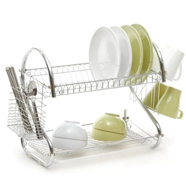 УЦЕНКА! Стойка для хранения посуды 360х115х240мм, Kitchen Storage Rack, Белый / Сушка для посуды с поддоном (Плохая упаковка 3688)