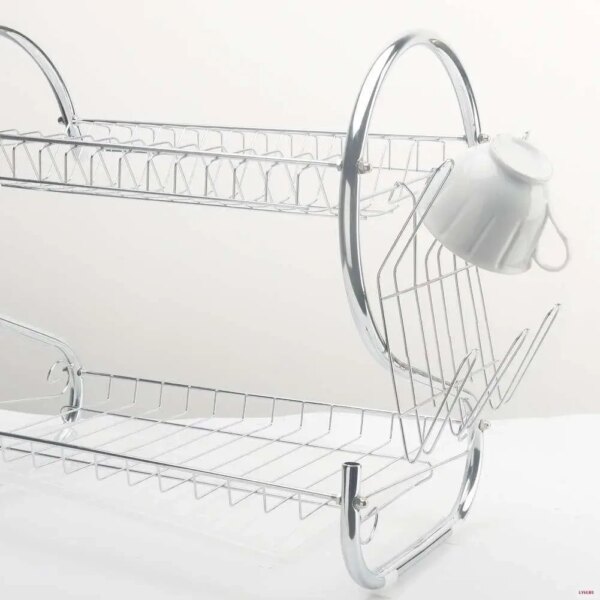 УЦЕНКА! Стойка для хранения посуды 360х115х240мм, Kitchen Storage Rack, Белый / Сушка для посуды с поддоном (Плохая упаковка 3688)