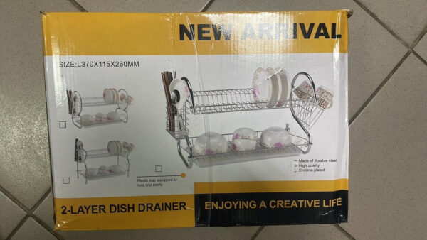 УЦЕНКА! Стойка для хранения посуды 360х115х240мм, Kitchen Storage Rack, Белый / Сушка для посуды с поддоном (Плохая упаковка 3688)