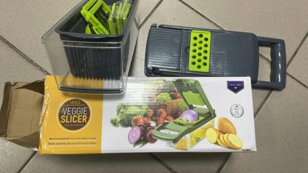 УЦЕНКА! Ручной мультислайсер 14в1 Kitchen Ideas Veggie Slicer HA-347 многофункциональная овощерезка с контейнером (Трещина 3692)