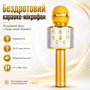 УЦЕНКА! Микрофон WSTER WS-858 Bluetooth USB AUX FM GOLD (Плохая упаковка, ржавчина на корпусе 3697)